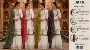 Ladies Designer Embroidered Sharara Suit Set