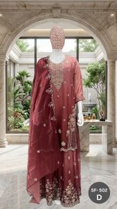 Ladies Embroidered Organza Suit Set