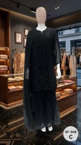Ladies Luxury Black Embroidered Palazzo Suit Set