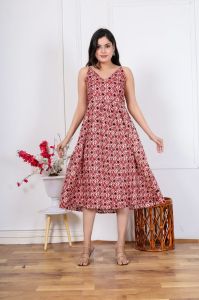 Ladies Printed Cotton A-Line Dress