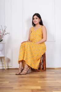 Ladies Printed Cotton A-Line Dress
