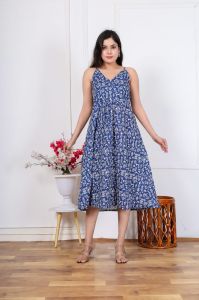 Ladies Printed Cotton A-Line Dress