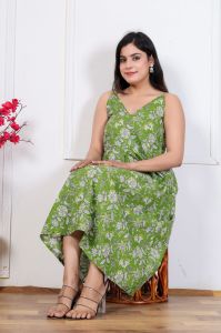 Ladies Printed Cotton A-Line Dress