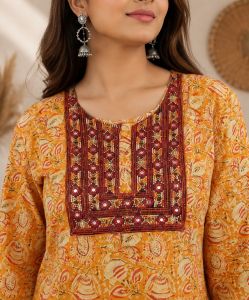 Ladies Printed Cotton Kurti Pant Set