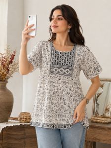 Ladies Printed Cotton Kurti Pant Set