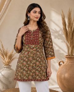 Ladies Printed Cotton Kurti Pant Set