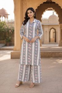 Ladies Rust Printed Cotton Co-Ord Set