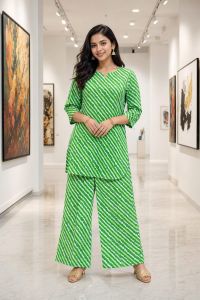 Ladies Rust Printed Cotton Co-Ord Set