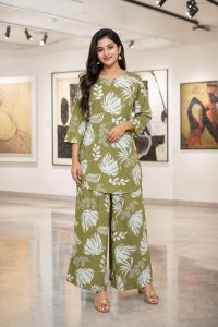 Ladies Rust Printed Cotton Co-Ord Set