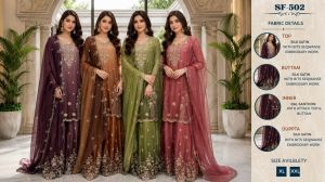 Ladies Stylish Wedding Wear Embroidered Sharara Suit Set