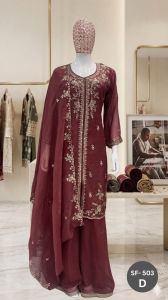 Ladies Teal Festive Palazzo Suit