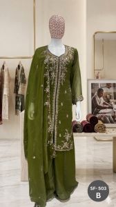 Ladies Teal Festive Palazzo Suit