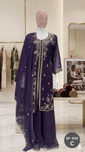 Ladies Teal Festive Palazzo Suit