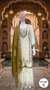 Ladies Wedding Wear Embroidered Sharara Suit Set