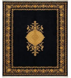 Black Gold Pure Silk Kashmiri Carpets