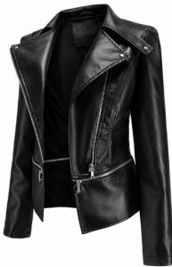 Ladies Black Genuine Leather Jacket