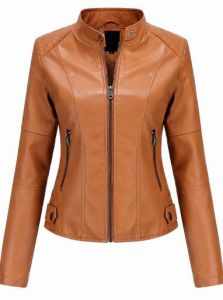 Ladies Tan Brown Leather Jacket