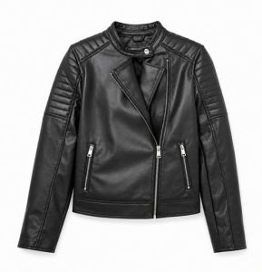 Ladies Zipper Moto Biker Leather Jacket