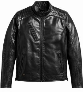 Mens Black CAF Racer Leather Jacket