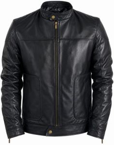 Mens Black Classic Leather Biker Jacket