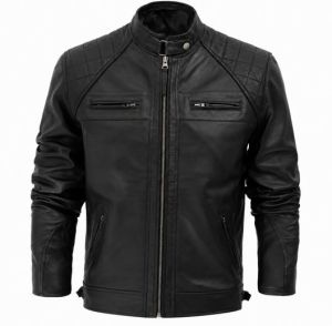 Mens Black Straight Leather Jacket