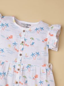 Printed Cotton Muslin Front Open Frock