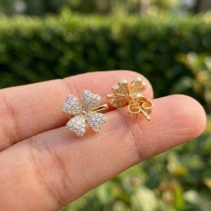 0.50 Ctw Real Lab Grown Diamond Four Leaf Clover Earring Set