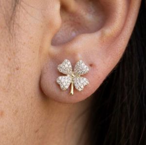 0.50 Ctw Real Lab Grown Diamond Four Leaf Clover Earring Set