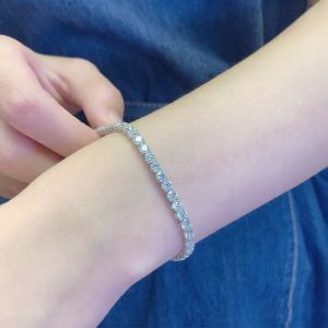 10K Silver Gold Lab Grown Diamond Tennis Bracelet