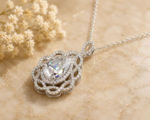 14K Gold 5.50 CT Pear Cut Lab Grown Diamond Solitaire Pendant