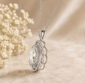 14K Gold 5.50 CT Pear Cut Lab Grown Diamond Solitaire Pendant