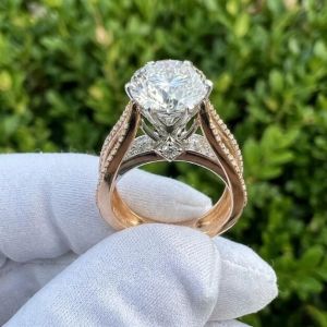 14K Two Tone Gold Triple Row Split Shank Ring
