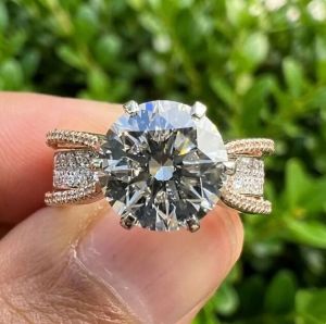 14K Two Tone Gold Triple Row Split Shank Ring