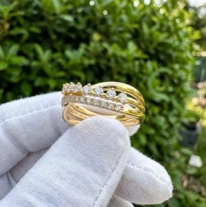 14K Yellow Gold E VVS2 Lab Grown Round Diamond Stackable Ring