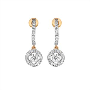 18K Round Lab Grown Diamond In Out Hoop Earrings