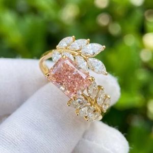 2 CT Radiant Cut Pink Lab Grown Diamond Engagement Ring