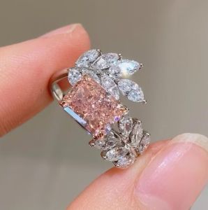 2 CT Radiant Cut Pink Lab Grown Diamond Engagement Ring