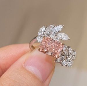 2 CT Radiant Cut Pink Lab Grown Diamond Engagement Ring