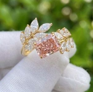 2 CT Radiant Cut Pink Lab Grown Diamond Engagement Ring