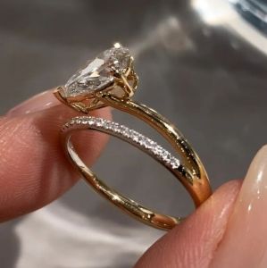 22k Pear Shaped Center Stone Lab Grown Diamond Engagement Ring