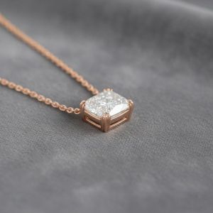 22K Yellow Gold Cushion Cut Lab Grown Diamond Pendant