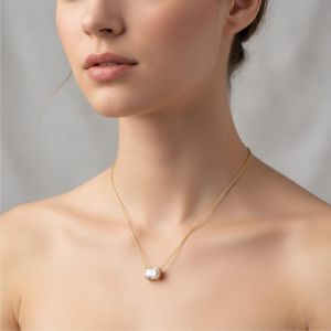 22K Yellow Gold Cushion Cut Lab Grown Diamond Pendant