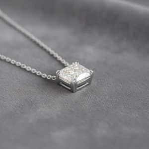 22K Yellow Gold Cushion Cut Lab Grown Diamond Pendant