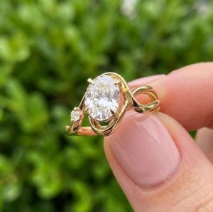 22K Yellow Gold Lab Grown Twisted Diamond Ring