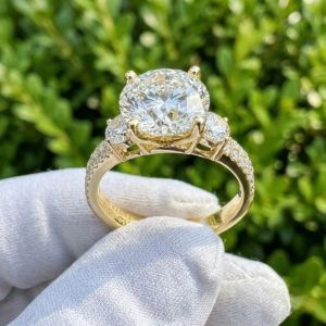 3.70 CT Lab Grown Diamond Three Stone Engagement Ring
