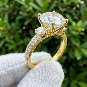 3.70 CT Lab Grown Diamond Three Stone Engagement Ring
