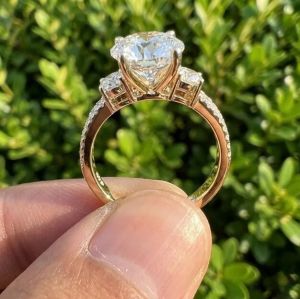 3.70 CT Lab Grown Diamond Three Stone Engagement Ring