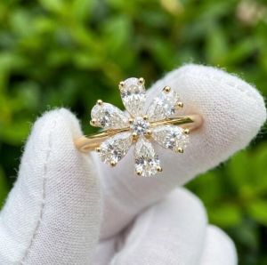 3 Tcw Lab Grown Diamond Flower Engagement Ring