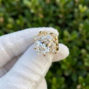 3CT Lab Grown Diamond Pear Side Stone Engagement Ring Set