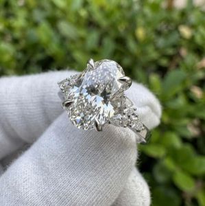 3CT Lab Grown Diamond Pear Side Stone Engagement Ring Set